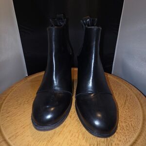 Belle by Sigerson Morrison Boots 7B Black Leather Chelsea Ankle Block Heel NEW